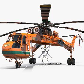 Sikorsky S-64 Skycrane Helicopter Cargo Rigged 3D model